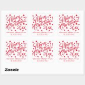 Sticker Carré Simple Rouge Festif & Blanc Joyeux Noël (Feuille)