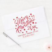 Sticker Carré Simple Rouge Festif & Blanc Joyeux Noël (Enveloppe)