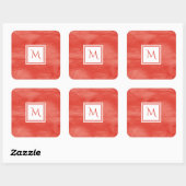 Sticker Carré Simple rouge orange subtil marbre moderne Monogram (Feuille)