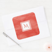 Sticker Carré Simple rouge orange subtil marbre moderne Monogram (Enveloppe)