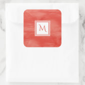 Sticker Carré Simple rouge orange subtil marbre moderne Monogram (Sac)