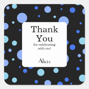 Sticker Carré Simple Sky Blue Polka Point Merci noir