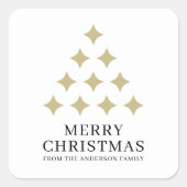 Sticker Carré Simple star tree white Merry Christmas (Devant)