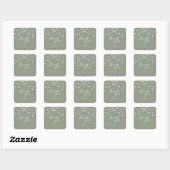 Sticker Carré Simple String Lights Sage Green  Wedding (Feuille)