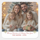 Sticker Carré Simples classiques Gold Snowflakes une photo (Devant)