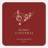 Sticker Carré Simples notes de musique dorées Noël vert (Devant)