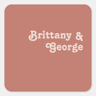 Sticker Carré Simples Vibes Rétro Vieux Rose Enveloppe Mariage