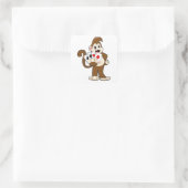 Sticker Carré Singe au Poker avec cartes de Poker (Sac)