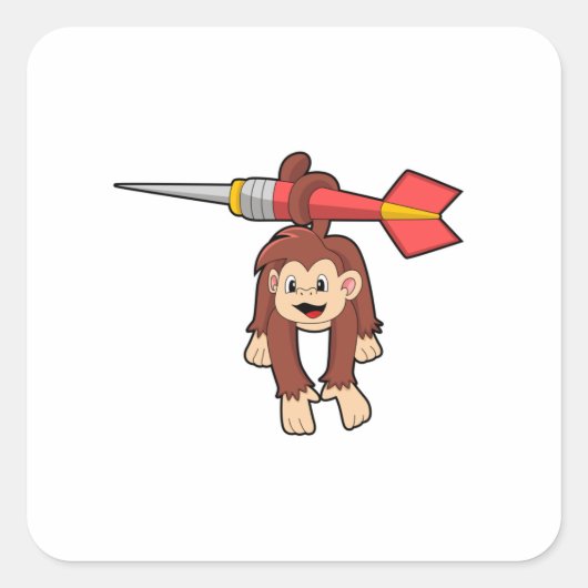 Sticker Carré Singe aux fléchettes avec Dart (Devant)