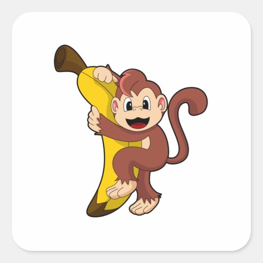Sticker Carré Singe avec banane (1).PNG (Devant)