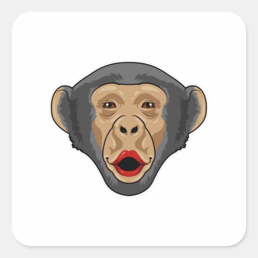 Sticker Carré Singe avec bouche baisée (Devant)