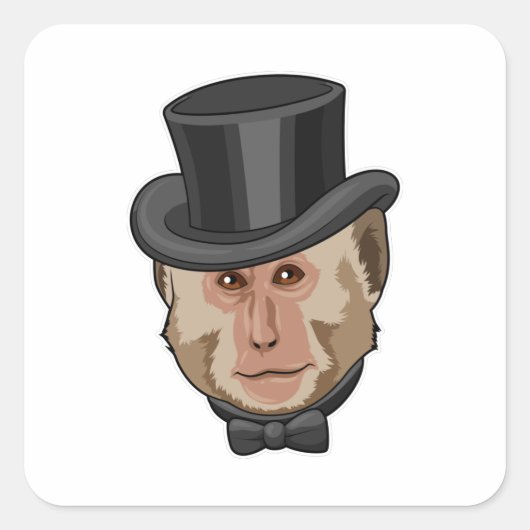 Sticker Carré Singe avec Cylindre (Devant)