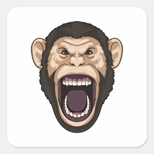 Sticker Carré Singe avec poils noirs (Devant)