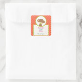 Sticker Carré Singe-bébé avec une Pacificateur sur douche Pois (Sac)