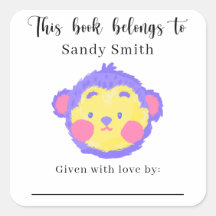 Singe - Ce livre appartient avec message