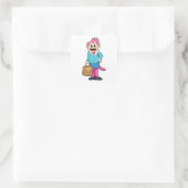 Sticker Carré Singe comme secrétaire avec sac (Sac)