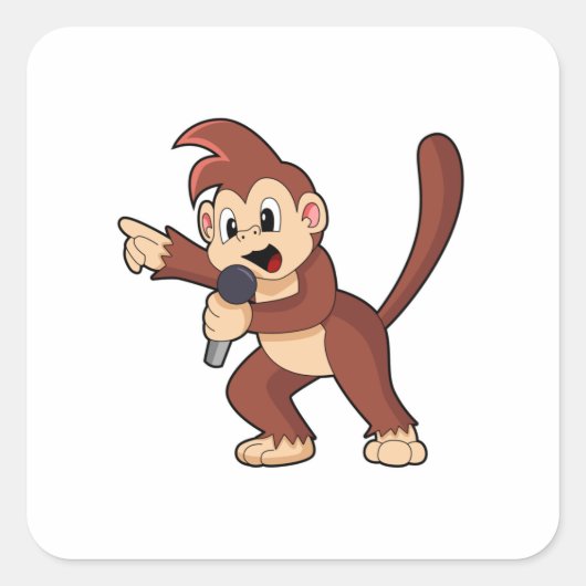 Sticker Carré Singe comme Singe avec Microphone.PNG (Devant)