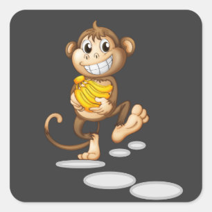 Sticker Carré singe heureux