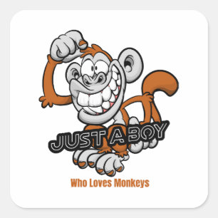 Sticker Carré singe juste un garçon