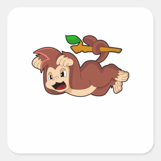 Sticker Carré Singe rugissant (Devant)