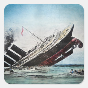 Sticker Carré Sinking of the Titanic Magic Lantern Slide