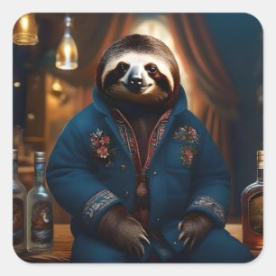 Sticker Carré "Sip 'n' Slow : La fente confortable dans une vest