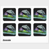 Sticker Carré Sirène avec dauphins (Feuille)