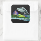 Sticker Carré Sirène avec dauphins (Sac)