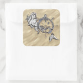 Sticker Carré Sirène d'argent dans le sable (Sac)