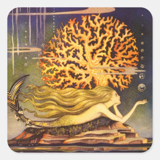 Sticker Carré Sirène vintage (Devant)