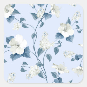 Sticker Carré Siringa, fleurs d'hibiscus, motif en tissu.