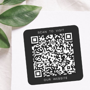 Sticker Carré Site Web d'entreprise de code QR personnalisé noir