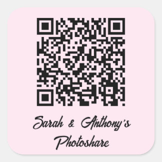 Sticker Carré Site web personnalisé de QR Code Mariage Photo Sha