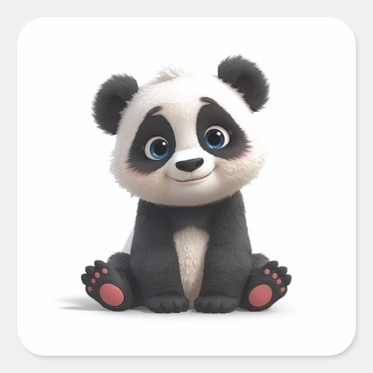 Sticker Carré Sitting Panda Bear Cartoon Illustration Art Card (Devant)