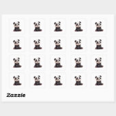 Sticker Carré Sitting Panda Bear Cartoon Illustration Artwork (Feuille)