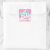 Sticker Carré six est si doux Froid rose (Sac)