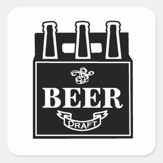 Sticker Carré Six pack de bière (Devant)
