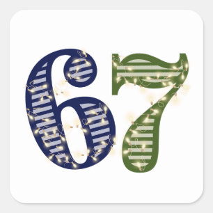 Sticker Carré Six Seven 6 7 Tendance Bleu & Vert Moderne