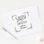 Sticker Carré Sixty Fabulous Black White Art Deco 60th Birthday (Enveloppe)