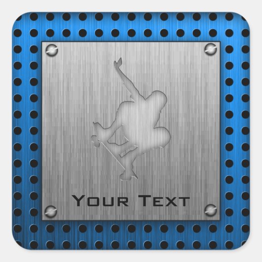 Sticker Carré Skateboard en métal brossé (Devant)