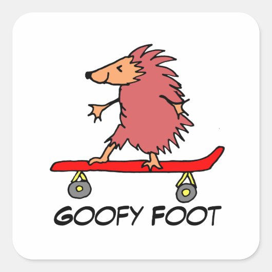 Sticker Carré Skateboard Hedgehog Goofy Pied (Devant)