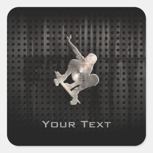 Sticker Carré Skateboard ; Noir Cool (Devant)