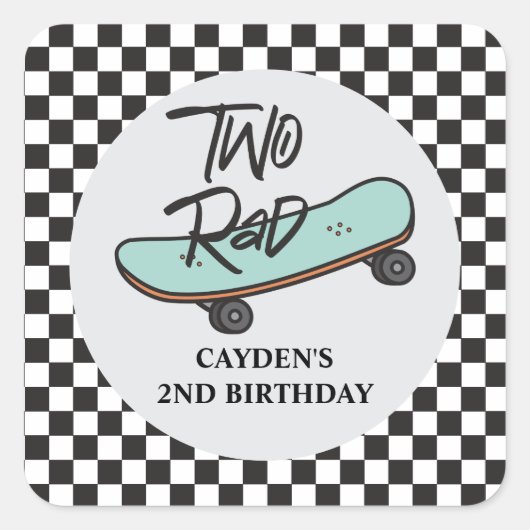 Sticker Carré Skateboard Two Rad 2e anniversaire (Devant)