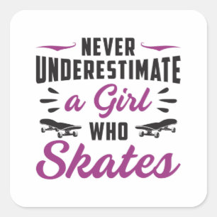 Sticker Carré Skater Girl Girl Patinage Skateboard Drôle cadeau