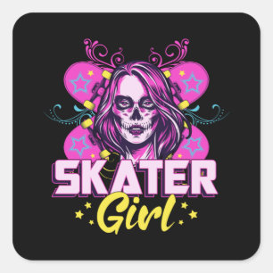 Sticker Carré Skater Girl Sk8 Skateboard Girls Skateboard Idée c
