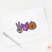 Sticker Carré Skeleton Citrouille Peace Love Halloween (Enveloppe)