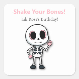 Sticker Carré Skeleton Fun Fête d'anniversaire Halloween