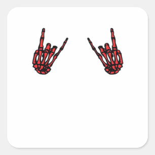 Sticker Carré Skeleton Hand Heart Roll & Red Classic