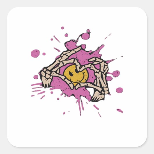 Sticker Carré Skeleton Hand Heart Show Classic (Devant)