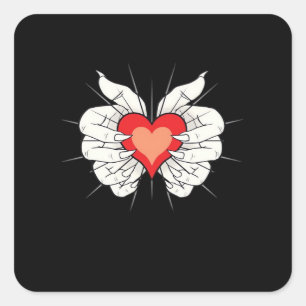 Sticker Carré Skeleton Hands Heart Classic